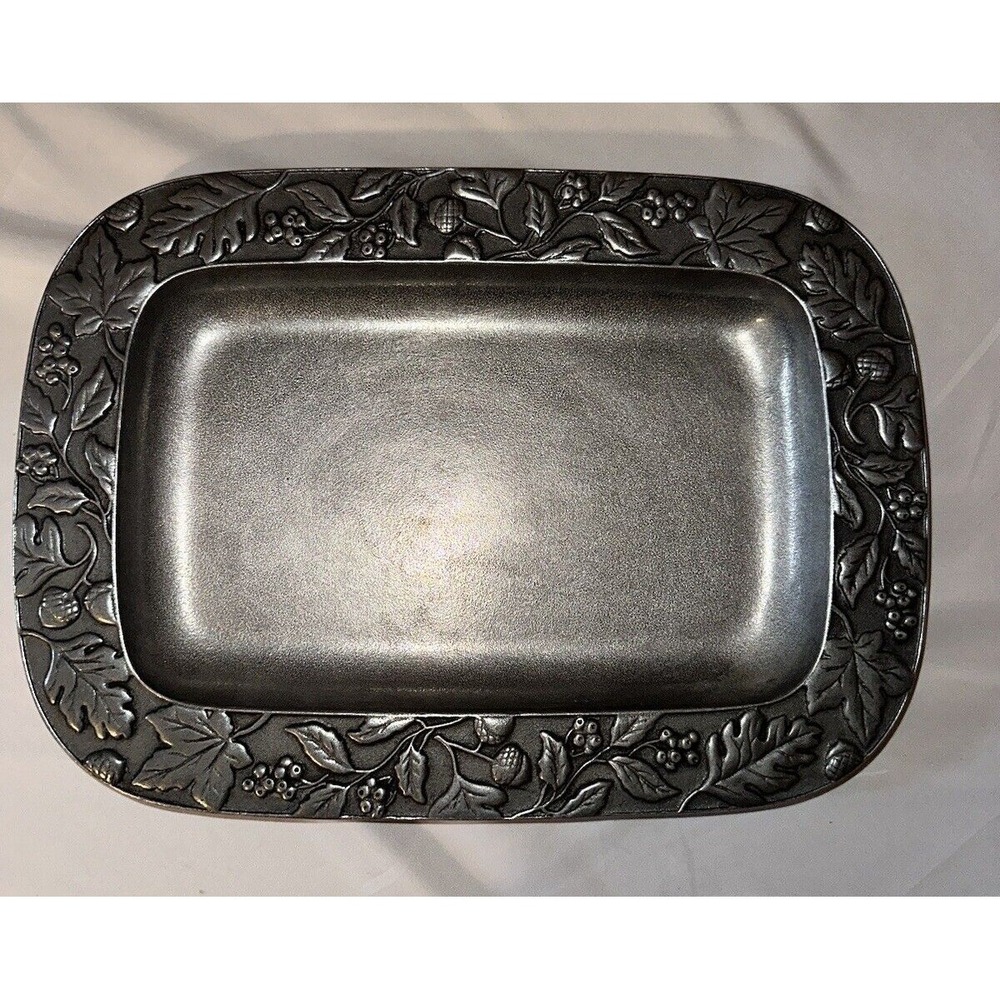 Longaberger Falling Leaves Puter Tray 2001 Rectangle 10 in x 13.75 in